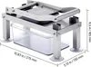 A stainless steel vegetable slicer with a clear plastic collection bin, shown with dimensions indicated. Produktbild-Vorschau