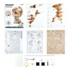 A collage of images showing the components and instructions for a ROKR Luminous Globe 3D wooden puzzle. Náhľad obrázku produktu