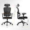 A diagram showing the dimensions of an ergonomic office chair. Produktbild-Vorschau
