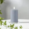 LED Wachskerze Flamme Stripe Batterie Timer blau 15x7,5cm Produktbild-Vorschau 2