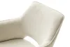 A close-up view of the backrest and armrest of a cream-colored chair. Produktbild-Vorschau