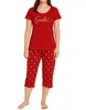 Damen Schlafanzug rot 3/4 Hose Caprihose Größe S Produktbild-Vorschau 1