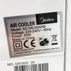A close-up of a product label with information about an air cooler. Produktbild-Vorschau
