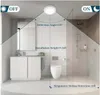A diagram illustrating the detection range and installation height of a ceiling light in a bathroom. Produktbild-Vorschau