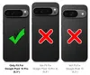 Three phone cases shown side-by-side, indicating compatibility. The left case has a green checkmark, while the other two have red 'X' marks. Produktbild-Vorschau