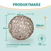 Batterie-Rattankugel aus Kunststoff mit warmweißen LED und Produktbild-Vorschau 3