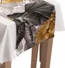 Tischläufer mit Muster 40 x 120 cm Große Blätter Grau Gelb Produktbild-Vorschau 4