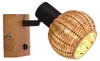 Wandstrahler innen 1 flammig Holzlampe mit Rattanschirm Produktbild-Vorschau 2