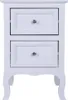 A white two-drawer nightstand with silver knobs, shown from the front against a white background. Produktbild-Vorschau