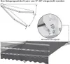 Diagrams illustrating the adjustable angle of an awning and a close-up of the angle adjustment mechanism. Produktbild-Vorschau
