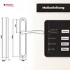 Diagram showing dimensions and measurements of a door handle. Produktbild-Vorschau