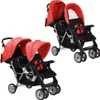 vidaXL Tandemový kočárek Steel Red and Black Náhled obrázku produktu 7