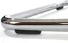 A close-up view of a chrome-plated metal tube with black rubber feet, likely part of a chair or furniture. Náhled obrázku produktu