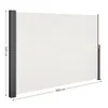 A cream-colored retractable side awning with gray metal poles and frame, shown extended on a white background with dimensions indicated. Anteprima dell’immagine prodotto