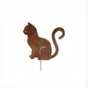 Gatto decorazione giardino metallo ruggine per vaso di Anteprima dell’immagine prodotto 8