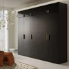 Kleiderschrank, Drehtürenschrank Schwarz mit Ablageflächen und Kleiderstangen Breite 250 cm Produktbild-Vorschau