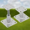 Two adjustable metal post supports are shown in a garden setting. Produktbild-Vorschau