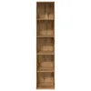 A tall, narrow bookshelf with five shelves, made of wood-look material, against a white background. Anteprima dell’immagine prodotto