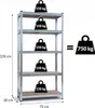 Regał metalowy  150x75x30 cm, 5 półek, 750 kg Podgląd zdjęcia produktu 3