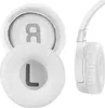 A pair of white ear pads for headphones, with one labeled 'R' and the other 'L'. A portion of a white headphone is also visible. Produktbild-Vorschau