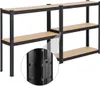 A shelving unit with multiple shelves, shown against a white background. A close-up inset highlights the connection mechanism between the shelves and the frame. Produktbild-Vorschau