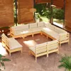 11-tlg. Garten-Lounge-Set mit Creme Kissen Massivholz Produktbild-Vorschau 2
