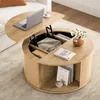 FABATO Runder Couchtisch mit Liftfunktion, geriffelter Produktbild-Vorschau 1