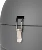 A close-up shot of a gray portable gas grill, focusing on the latch mechanism. Produktbild-Vorschau