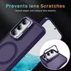 A close-up marketing image of a purple phone case with a silver ring holder, showcasing its features. Produktbild-Vorschau