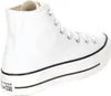 A white Converse Chuck Taylor All Star high-top sneaker with a platform sole, shown from the side. Voir les images du produit