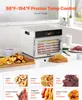A VEVOR dehydrator is shown in a kitchen setting, with various dried foods displayed around it. Podgląd zdjęcia produktu