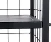 A close-up view of a black metal shelf on a wire rack. Podgląd zdjęcia produktu
