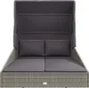 vidaXL Sonnenliege mit Faltdach Grau 200x114x128 cm Poly Produktbild-Vorschau 3