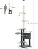 A diagram showing a cat tree with dimensions and a silhouette of a person for scale. Produktbild-Vorschau