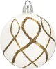 A single white Christmas ornament with gold glittery swirls. Anteprima dell’immagine prodotto