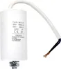 A white cylindrical capacitor with a white cable and exposed copper wires is shown against a white background. Produktbild-Vorschau