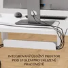A white desk with a computer monitor, keyboard, mouse, and an integrated cable management system underneath. Náhled obrázku produktu