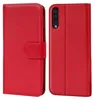 A red flip case for a smartphone is shown, with the phone inserted into the case on the right side of the image. The case is open, revealing the phone's camera array. Náhľad obrázku produktu
