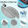 A collage of images showcasing VibraRise 3.0 mop pads for a robot vacuum cleaner, highlighting features like velcro, microfiber material, and vibration modules. Voir les images du produit