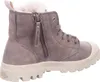 A side view of a brown Palladium ankle boot with a white sole. Produktbild-Vorschau