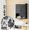 A bathroom cabinet is shown with a 'before' and 'after' comparison of a messy vanity and an organized one. Podgląd zdjęcia produktu