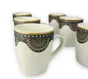 6er Set Dickwandige Kaffeetassen mit Muster aus Porzellan Produktbild-Vorschau 3