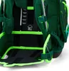 Close-up view of the back of a green school backpack, showing adjustable straps and a size adjustment system. Produktbild-Vorschau