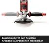A cordless angle grinder with two possible handle positions shown. Produktbild-Vorschau