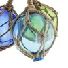 3x boules de verre décoratives dans un filet de pêche, bleu Voir les images du produit 5