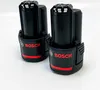 Two black Bosch brand batteries with red accents are displayed on a white surface. Voir les images du produit