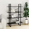 Bücherregal 4 Fächer Schwarz 100x30x140 cm Holzwerkstoff Produktbild-Vorschau 3