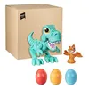 A toy dinosaur set with a cardboard box and three plastic eggs. Produktbild-Vorschau