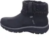 A side view of a black Skechers boot with a knitted gray cuff. Voir les images du produit