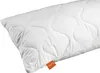 A white pillow with a quilted pattern and an orange tag. Produktbild-Vorschau